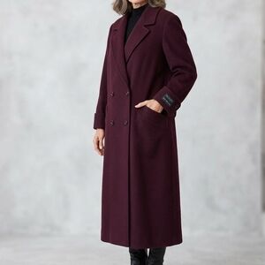 VTG Donnybrook NY 100% Pure Wool Maxi Coat Burgundy Wine Plus Sz 16W